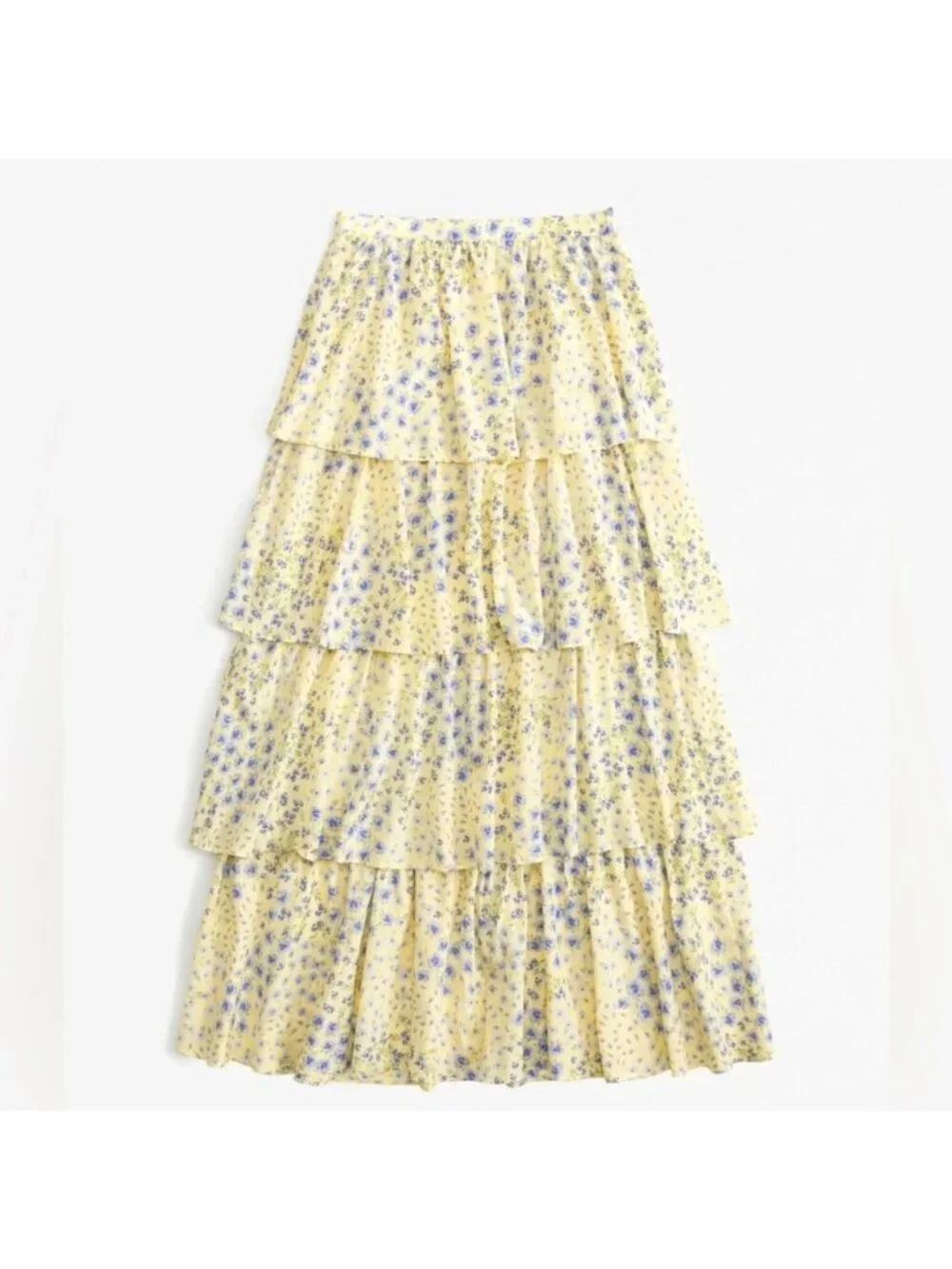Abercrombie & Fitch Drama Tiered Maxi Skirt Yellow Floral S Coquette Feminine - Picture 4 of 10